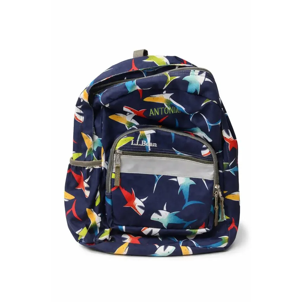 L.L. Bean Kids Shark Print Backpack Navy Blue Personalized‎